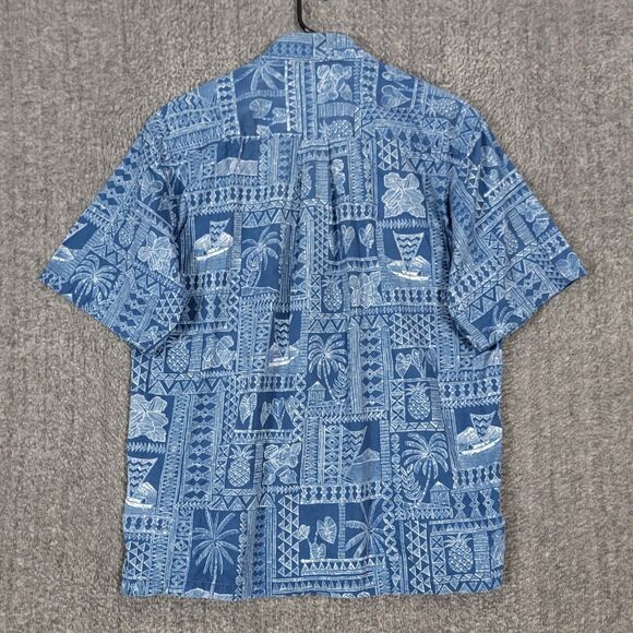 Cooke Street Honolulu Hawaiian Shirt Men M Blue Short Sleeve Pineapple Button Up - Picture 8 of 11